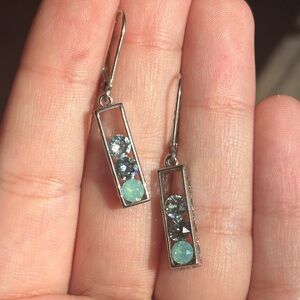 Chic Silver and Blue Gemstone Earrings